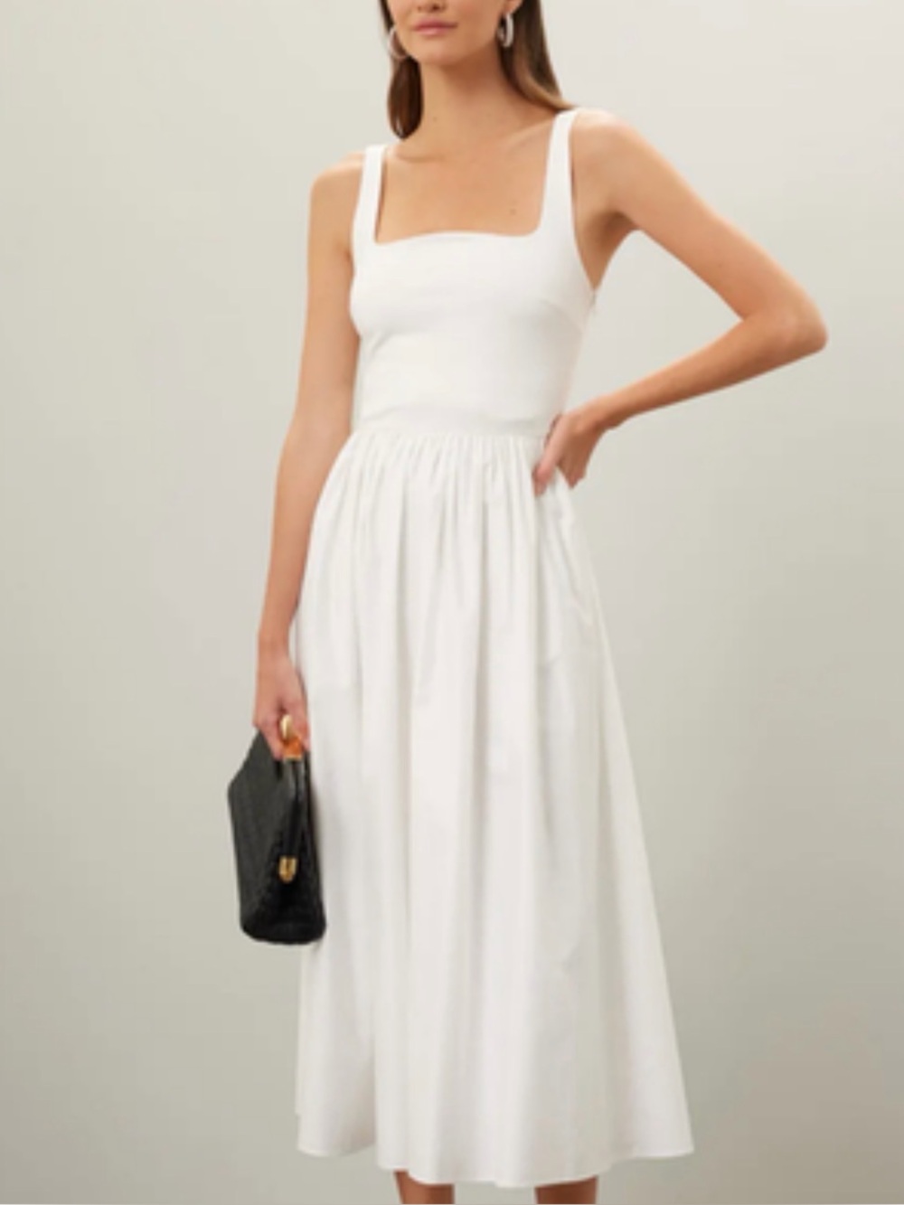 Rue Sophie White Fit and Flare Midi Dress- Size Large